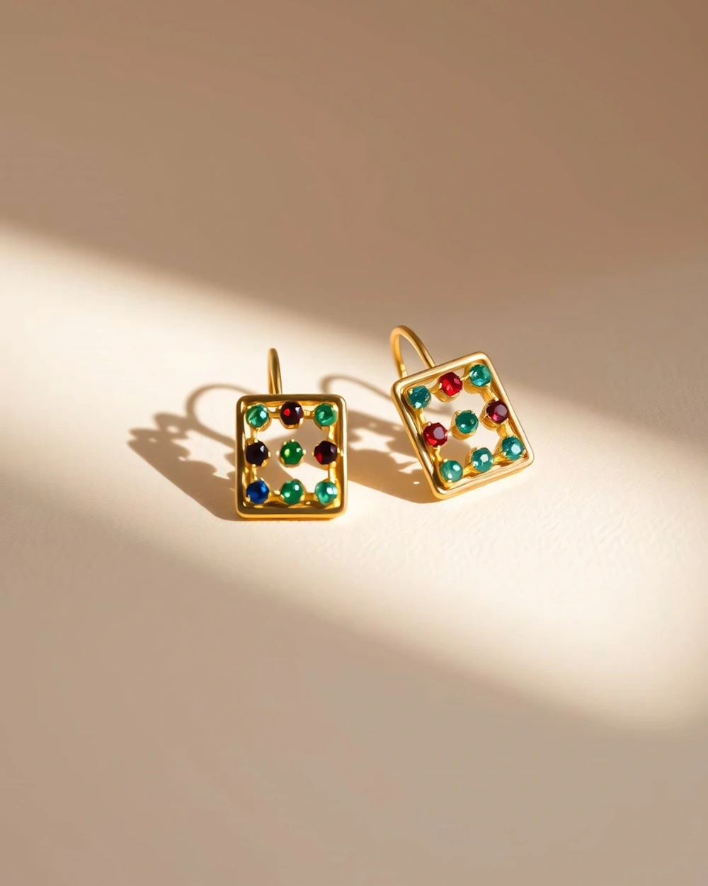 Gold Gemstone Earrings 22k